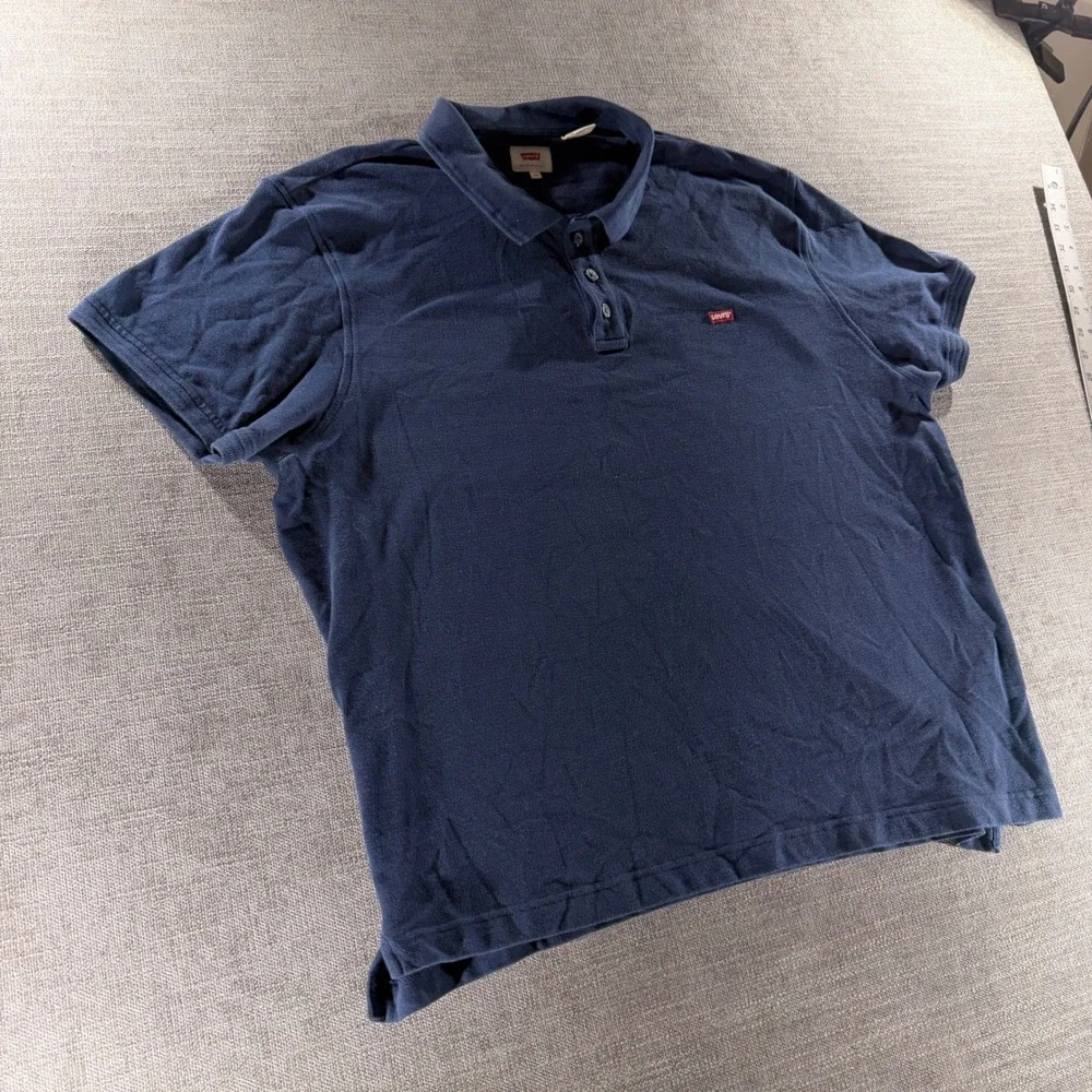Levi's Polo Shirt Mens XXL Navy‎ Blue Excellent Short Sleeve Pique Red Tab Logo